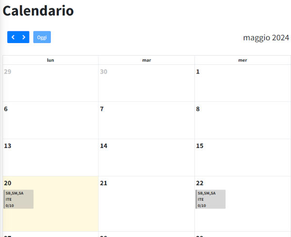 calendario lezioni con dettagli partecipanti corsisti istruttori calendario lezioni con dettagli partecipanti corsisti istruttori