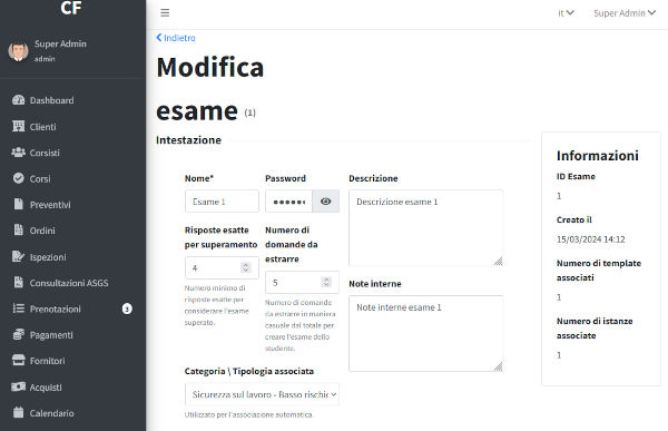 modifica esame software corsi formativi modifica esame software corsi formativi
